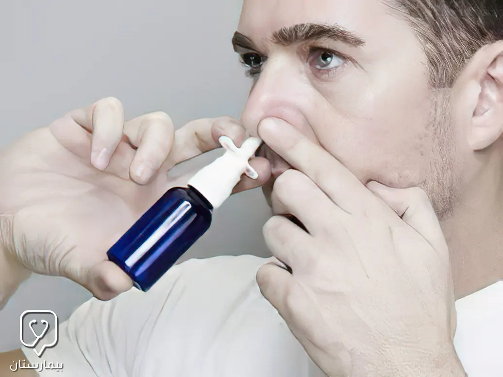 This picture shows how to drip medicines to treat a stuffy nose